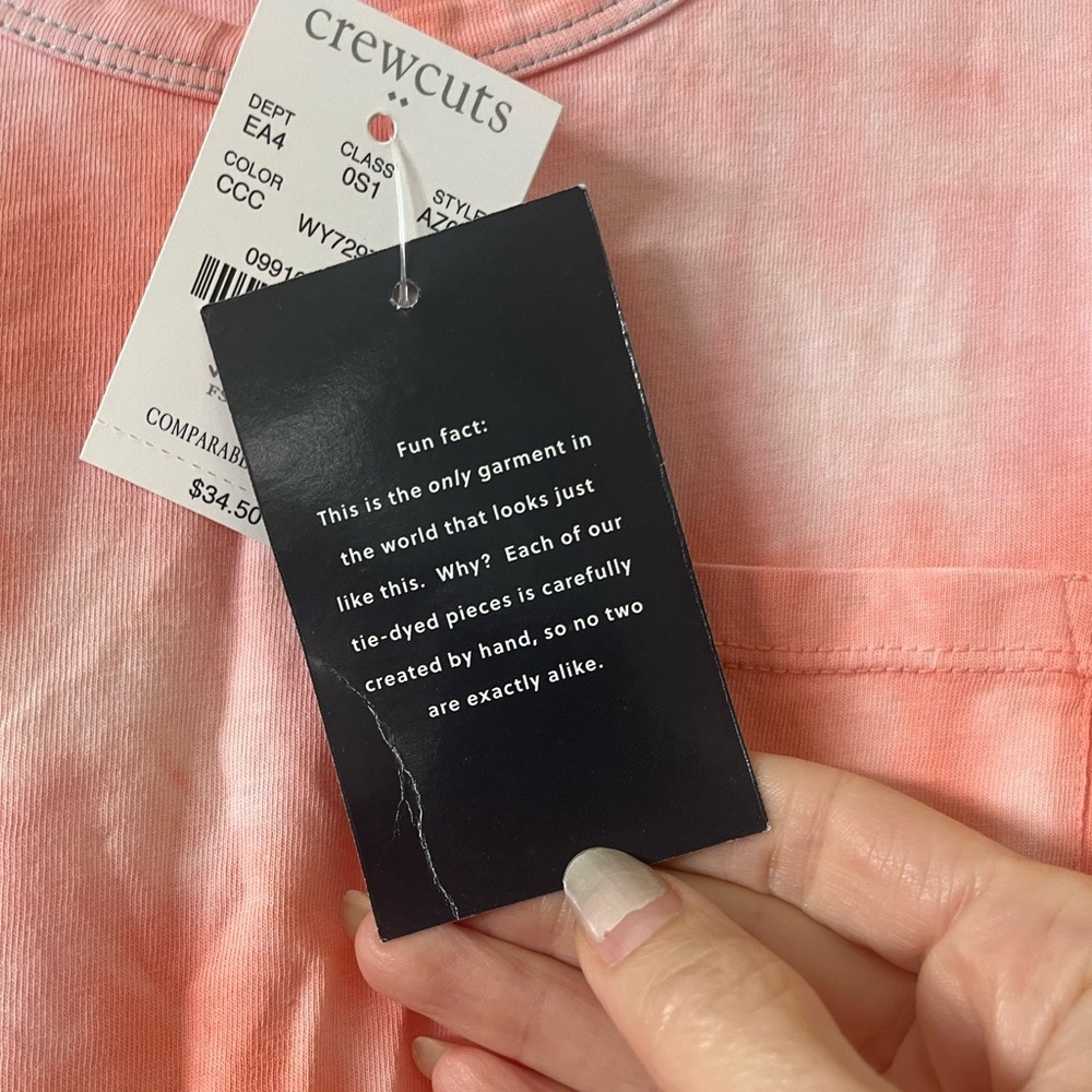 J Crew Crewcuts Pink and Orange Tie-Dye T-shirt Dress, size 8, NWT - Picture 6 of 8